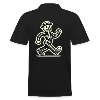 Squelette d’os d’Halloween de dessin animé vintage rétro - Polo Homme - noir - Dos - Kai (181cm)