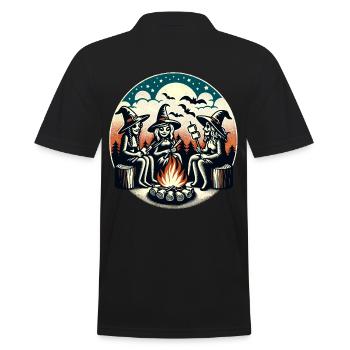 Camping Campfire Vintage Witches Design - Men's Polo Shirt - black - Back - Kai (181cm)