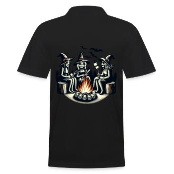 Camping Campfire Vintage Witches Design Retro - Men's Polo Shirt - black - Back - Kai (181cm)