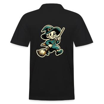 Retro Cartoon Witches Vintage Witches Design - Men's Polo Shirt - black - Back - Kai (181cm)