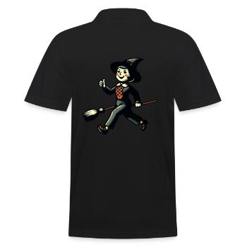 Retro Cartoon Hexen Gruseliges Party Design - Männer Poloshirt - Schwarz - Hinten - Kai (181cm)