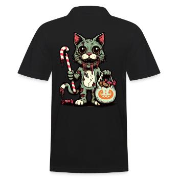 Chat zombie mort-vivant Trick or Treat - Polo Homme - noir - Dos - Kai (181cm)