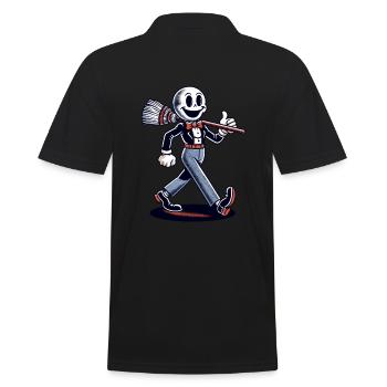 Retro Cartoon Hexenbesen Magisches Vintage Design - Männer Poloshirt - Schwarz - Hinten - Kai (181cm)