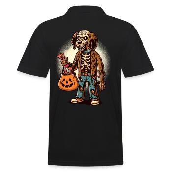 Undead Zombie Dog Trick or Treat Halloween - Men's Polo Shirt - black - Back - Kai (181cm)