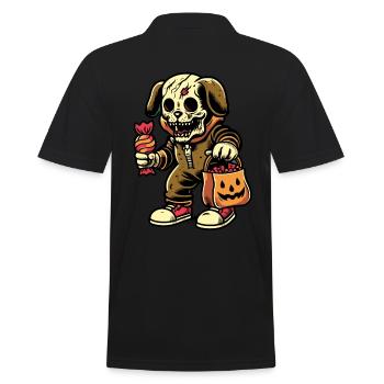 Undead Zombie Dog Trick or Treat Halloween - Men's Polo Shirt - black - Back - Kai (181cm)