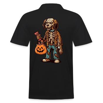 Undead Zombie Dog Trick or Treat Halloween - Men's Polo Shirt - black - Back - Kai (181cm)