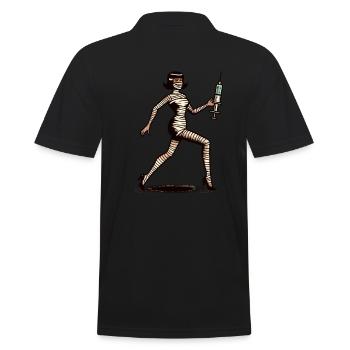 Nurse Caregiver Mummy Physician Assistant Style - Men's Polo Shirt - black - Back - Kai (181cm)