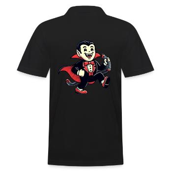Retro Vintage Style Halloween Vampire Costume Decoration - Men's Polo Shirt - black - Back - Kai (181cm)
