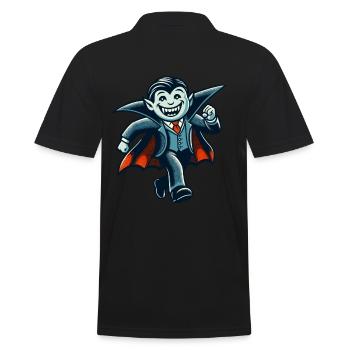 Retro Vintage Style Halloween Costume Vampire Decoration - Men's Polo Shirt - black - Back - Kai (181cm)