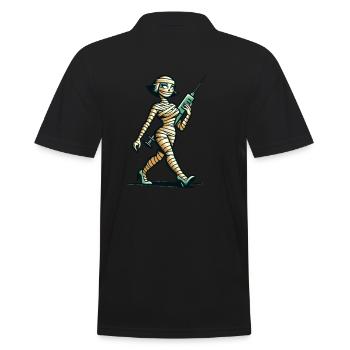 Nurse Caregiver Physician Assistant Mummy Style - Men's Polo Shirt - black - Back - Kai (181cm)