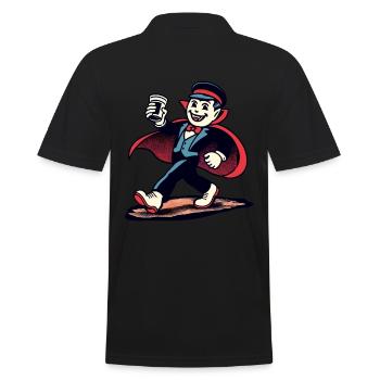 Retro Vintage Vampire Style Halloween Costume Decoration - Men's Polo Shirt - black - Back - Kai (181cm)