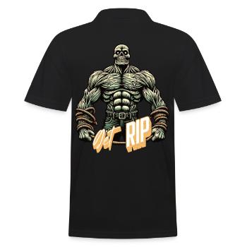 Funny Pun Saying Muscular Zombie - Men's Polo Shirt - black - Back - Kai (181cm)