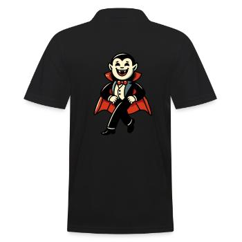 Retro Vintage Style Halloween Costume Decoration Vampire - Men's Polo Shirt - black - Back - Kai (181cm)