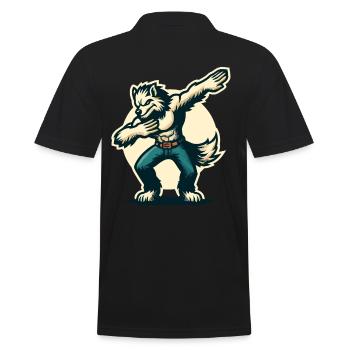 Dabbing Werewolf Funny Dabbing Design - Men's Polo Shirt - black - Back - Kai (181cm)