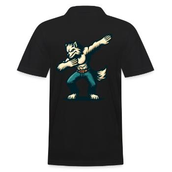Dabbing Werewolf Funny Dabbing Design - Men's Polo Shirt - black - Back - Kai (181cm)