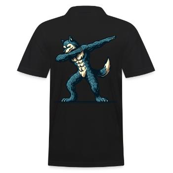 Dabbing Werewolf Funny Dabbing Design - Men's Polo Shirt - black - Back - Kai (181cm)