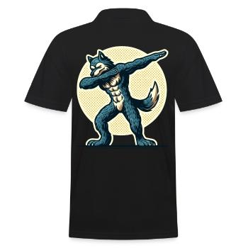 Dabbing Werewolf Funny Dabbing Design Full Moon - Men's Polo Shirt - black - Back - Kai (181cm)