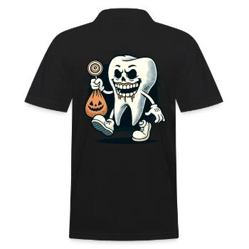 Undead Zombie Tooth Halloween Costume Decoration - Men's Polo Shirt - black - Back - Kai (181cm)