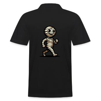 Retro Vintage Style Halloween Mummy Costume Decoration - Men's Polo Shirt - black - Back - Kai (181cm)