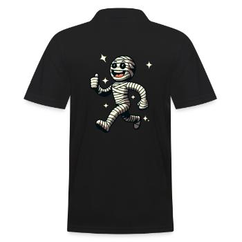 Retro Vintage Style Halloween Costume Decoration Mummy - Men's Polo Shirt - black - Back - Kai (181cm)