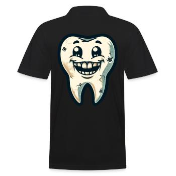 Halloween Dental Hygiene Funny Zombie Tooth - Men's Polo Shirt - black - Back - Kai (181cm)