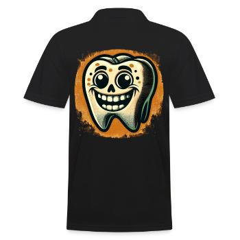 Halloween Zahnhygiene Lustiger Zombie Zahn - Männer Poloshirt - Schwarz - Hinten - Kai (181cm)