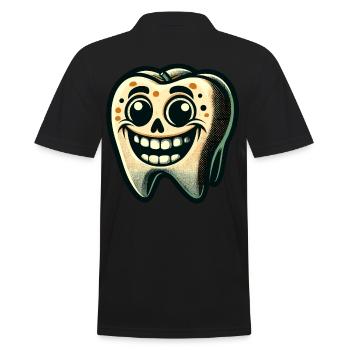 Halloween Zahnhygiene Lustiger Zombie Zahn - Männer Poloshirt - Schwarz - Hinten - Kai (181cm)