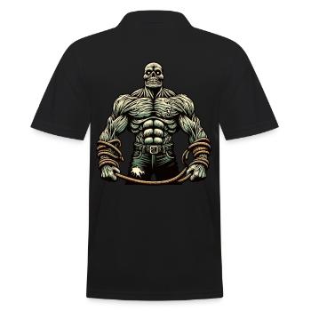 Muskulöser Bodybuilder Halloween Kostüm Deko - Männer Poloshirt - Schwarz - Hinten - Kai (181cm)