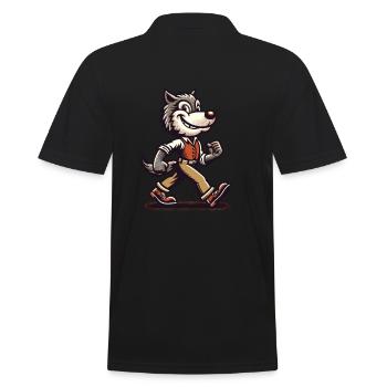 Retro Vintage Style Full Moon Werewolf Halloween - Men's Polo Shirt - black - Back - Kai (181cm)