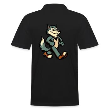 Retro Vintage Style Halloween Werewolf Costume Decoration - Men's Polo Shirt - black - Back - Kai (181cm)