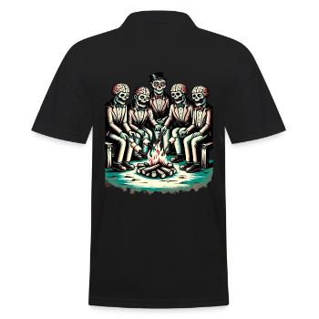 Camping au feu de camp Halloween Zombie Lover - Polo Homme - noir - Dos - Kai (181cm)