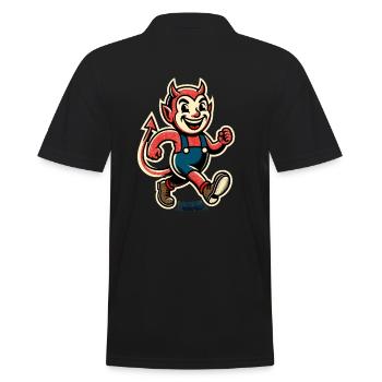 Retro Vintage Stil Halloween Karneval Teufel - Männer Poloshirt - Schwarz - Hinten - Kai (181cm)