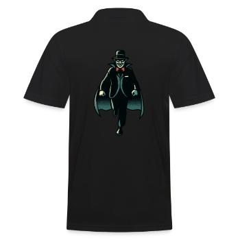 Retro Vintage Style Halloween Costume Vampire Decoration - Men's Polo Shirt - black - Back - Kai (181cm)