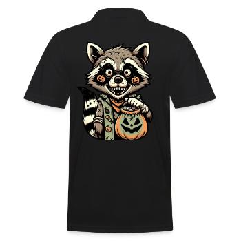 Funny Undead Raccoon Halloween Costume Decoration - Men's Polo Shirt - black - Back - Kai (181cm)