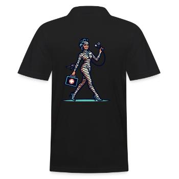 Nurse Mummy Caregiver Physician Assistant Style - Men's Polo Shirt - black - Back - Kai (181cm)