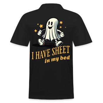 Funny Ghost Saying Halloween Costume - Men's Polo Shirt - black - Back - Kai (181cm)