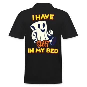 Lustiger Geister Spruch there is sheet in my bed - Men's Polo Shirt - black - Back - Kai (181cm)