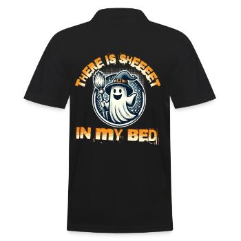 Lustiger Geister Spruch there is sheet in my bed - Men's Polo Shirt - black - Back - Kai (181cm)