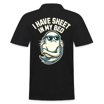 Funny ghost saying i have sheet in my bed - Men's Polo Shirt - black - Back - Kai (181cm)