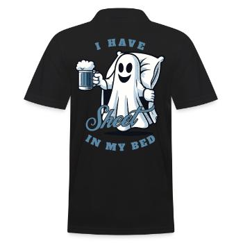Funny Ghost Saying Halloween Costume - Men's Polo Shirt - black - Back - Kai (181cm)