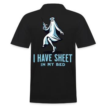 Funny ghost saying i have sheet in my bed - Men's Polo Shirt - black - Back - Kai (181cm)