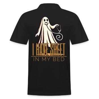 Funny Ghost Saying Halloween Costume - Men's Polo Shirt - black - Back - Kai (181cm)
