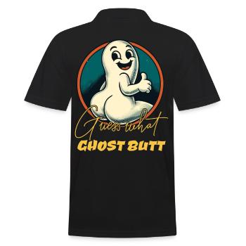 Guess What Ghosts Butt Funny Ghosts Saying - Men's Polo Shirt - black - Back - Kai (181cm)