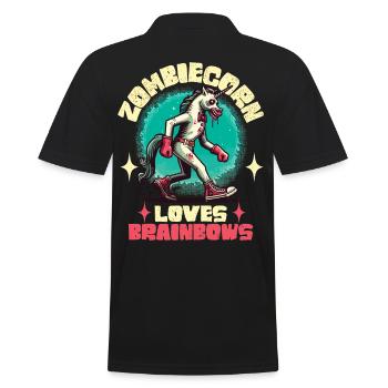 Zombie Einhorn Liebhaber Lustiger Halloween Spruch - Männer Poloshirt - Schwarz - Hinten - Kai (181cm)