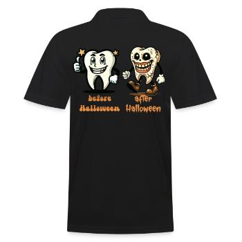 Zähne Vor Halloween Lustiger Spruch Design - Männer Poloshirt - Schwarz - Hinten - Kai (181cm)