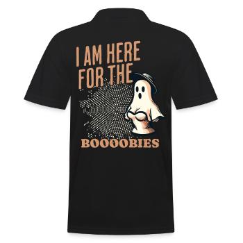 Lustiger Geister Spruch Für Die Boobies - Männer Poloshirt - Schwarz - Hinten - Kai (181cm)