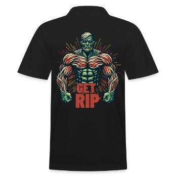 Get RIP Muscular Zombie Bodybuilder Saying - Men's Polo Shirt - black - Back - Kai (181cm)