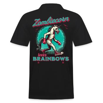 Zombie Einhorn Lustiger Halloween Spruch - Männer Poloshirt - Schwarz - Hinten - Kai (181cm)