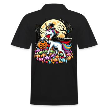 Funny Vampire Unicorn Loves Candy - Men's Polo Shirt - black - Back - Kai (181cm)