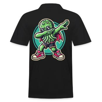 Funny Dabbing Cthulhu Dabbing Design - Men's Polo Shirt - black - Back - Kai (181cm)